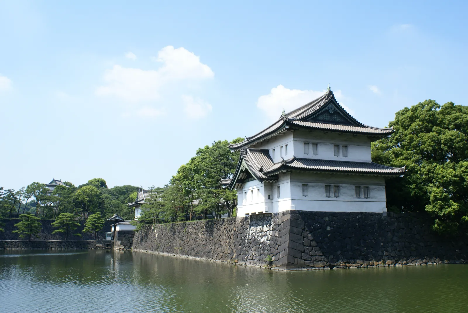 Sakurada-mon gate and its moat, office towers beyond