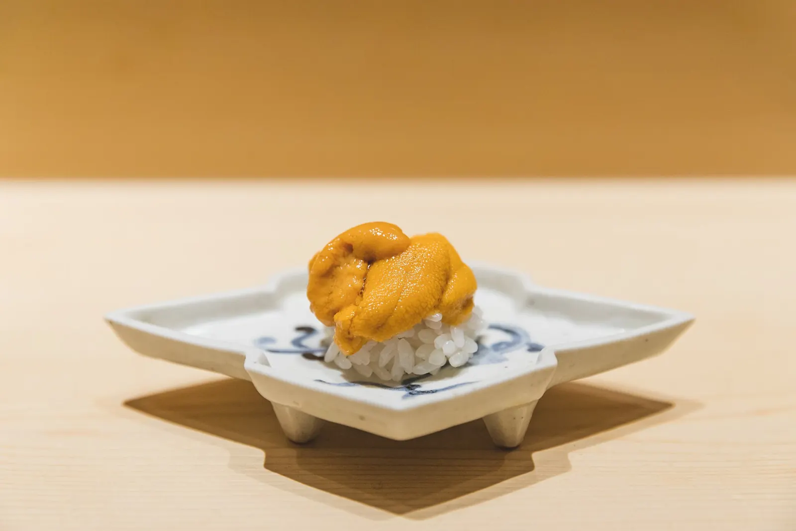 Sea urchin on a small mound of rice
