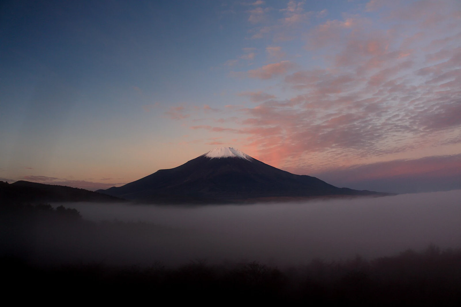 Mt Fuji rising above morning mist