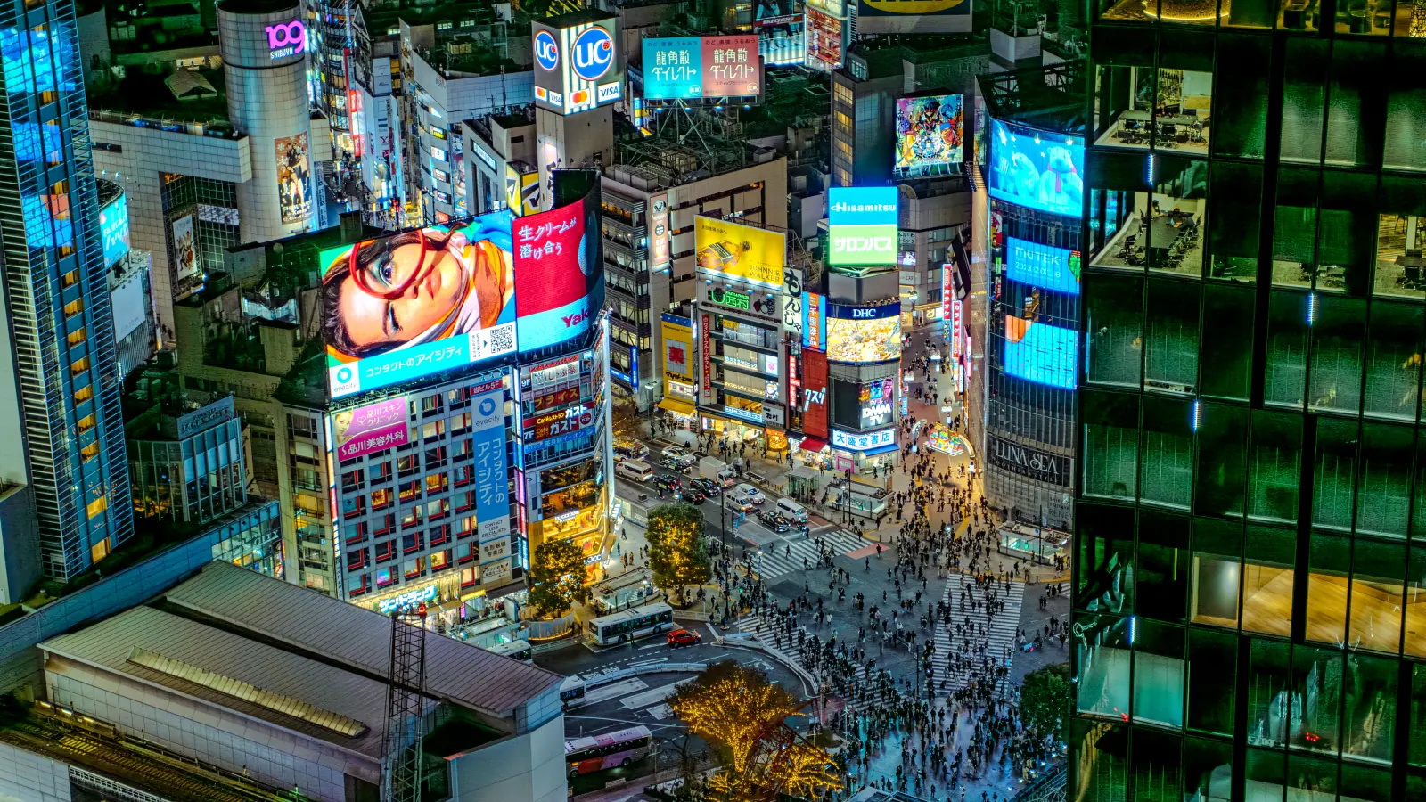Shibuya from above after dark