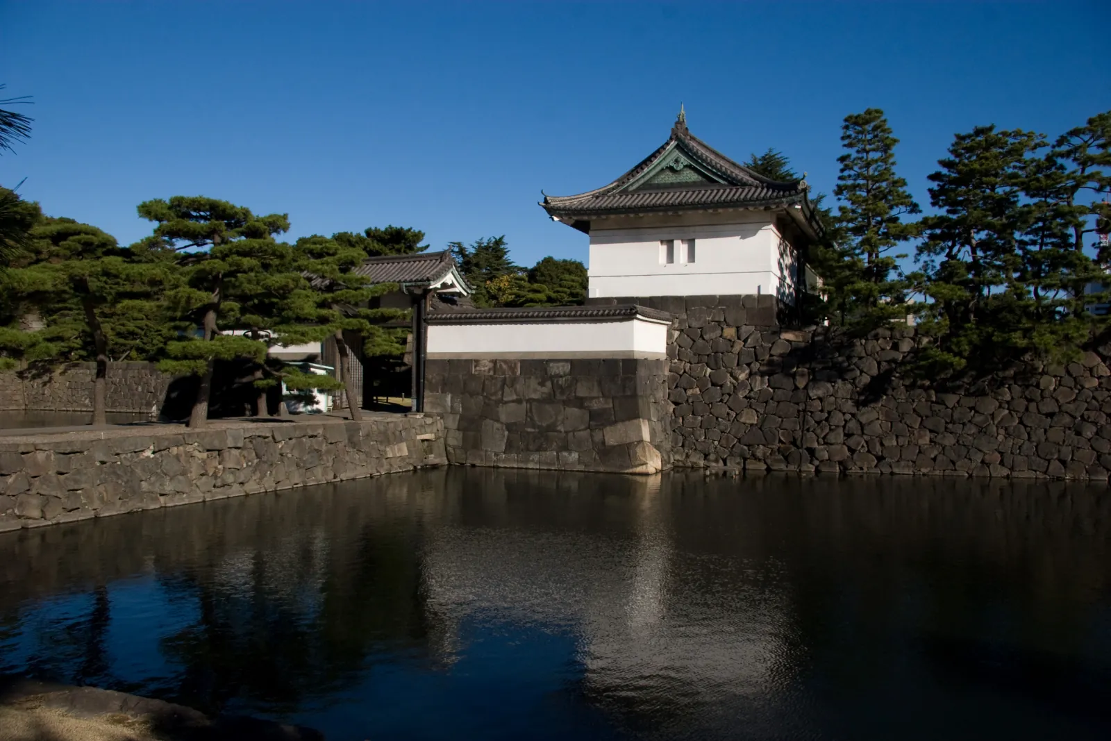 Kikyo-mon across its moat, the gate where the palace tour begins