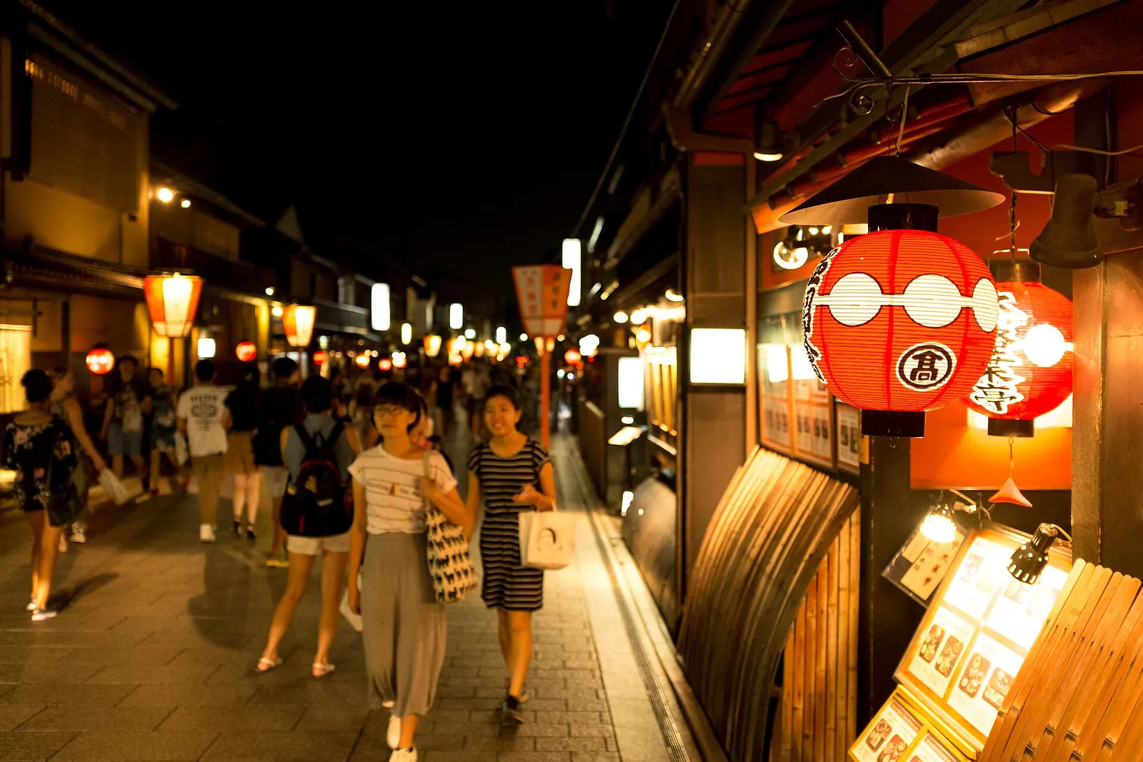 Gion's lanes after dark